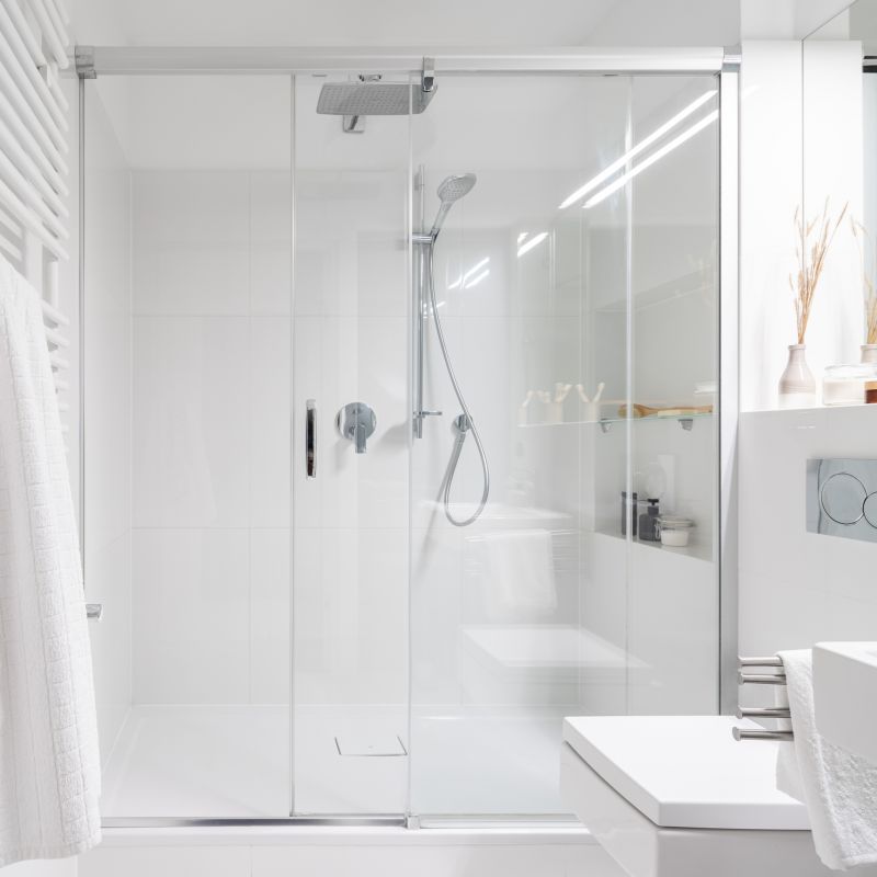 Open Shower with Frameless Glass
